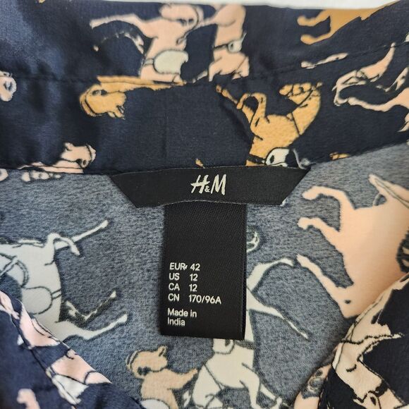 H&M Button Up Horse Equestrian Western Cowgirl Novelty Print Shirt SZ 10 Medium - Picture 7 of 15